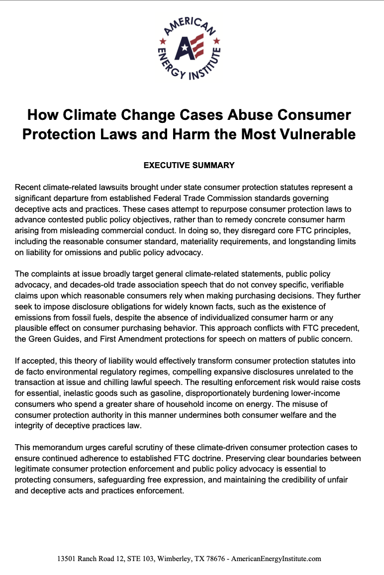 How Climate Change Cases Abuse Consumer Protection Laws and Harm the Most Vulnerable Preview Image