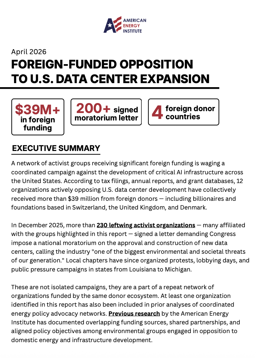 FOREIGN-FUNDED OPPOSITION TO U.S. DATA CENTER EXPANSION Preview Image