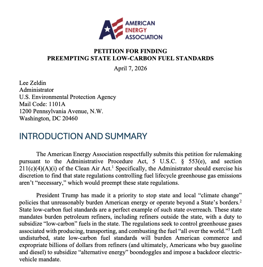 American Energy Petition to Reduce Overburdensome Regulations That Raise Fuel Costs Preview Image