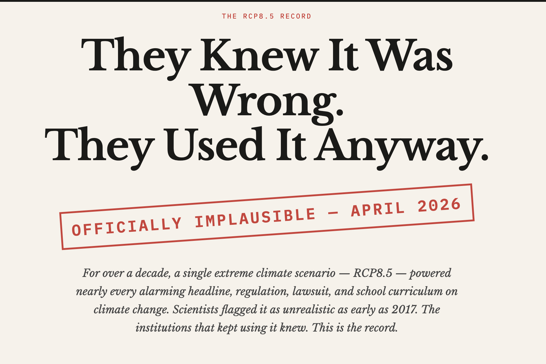 American Energy Institute Launches They-Knew.com — The Definitive Record of the RCP8.5 Scandal
